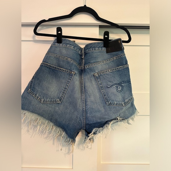 Distressed Crossover Denim Shorts, Size 26 - Picture 2 of 4